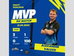 Alexander Valuch, MVP du match avec 3 victoires en simple et le double sans concéder un set